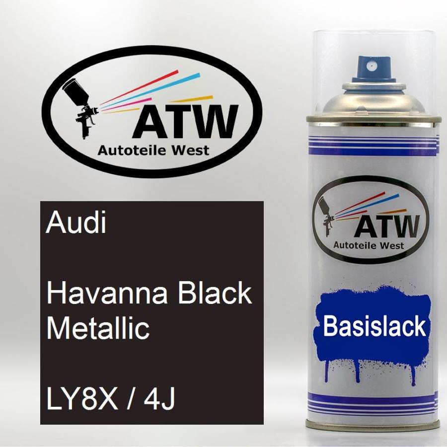 Audi, Havanna Black Metallic, LY8X / 4J: 400ml Sprühdose, von ATW Autoteile West.